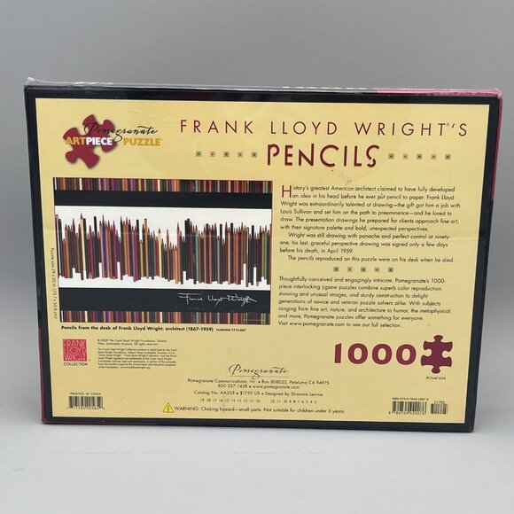 Frank Lloyd Wrights Pencils 1000-Piece Art Puzzle By Pomegranate 2009 - Picture 2 of 3